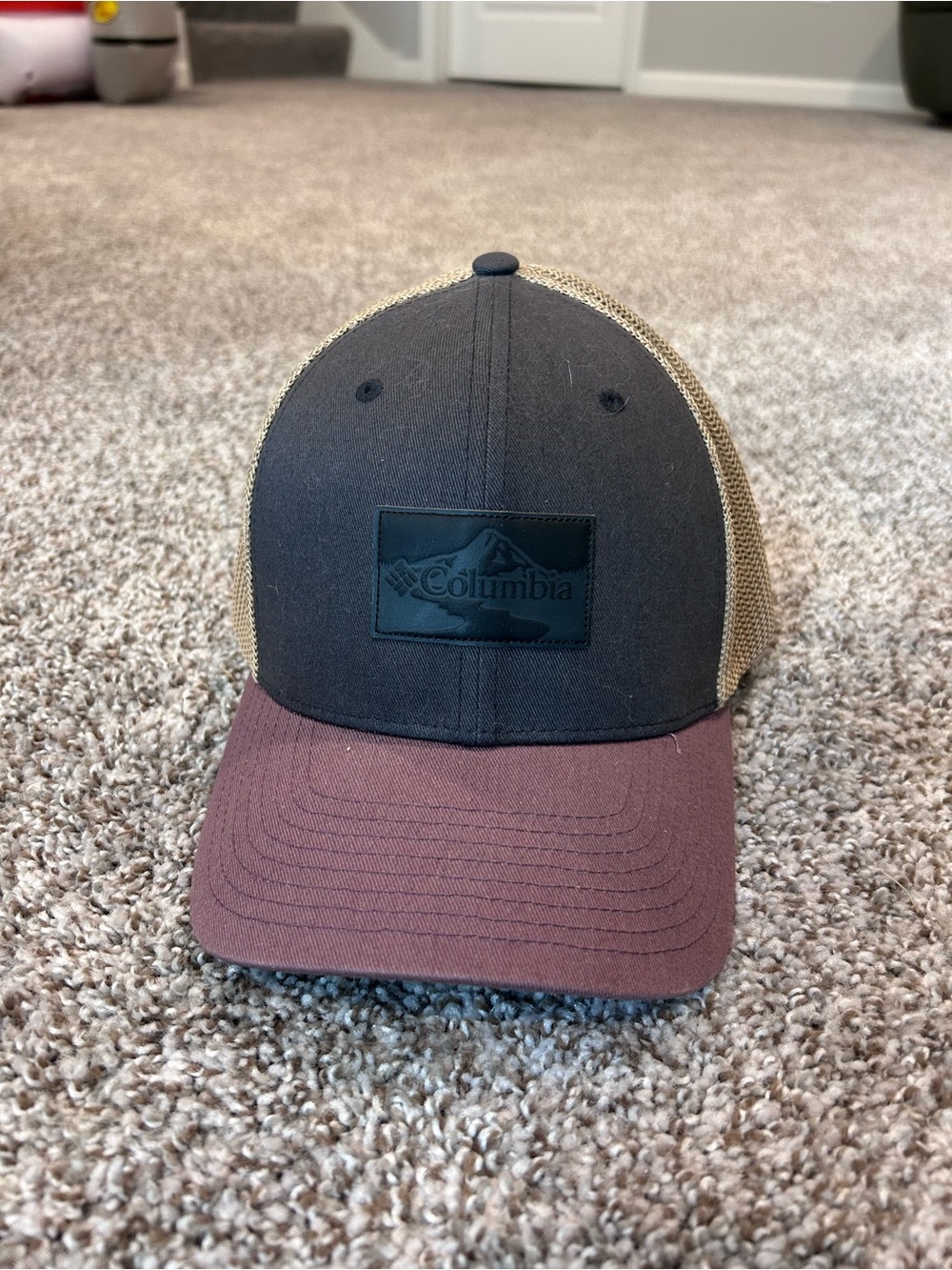 Columbia Hat - Black Front, Brown Bill, Tan Mesh